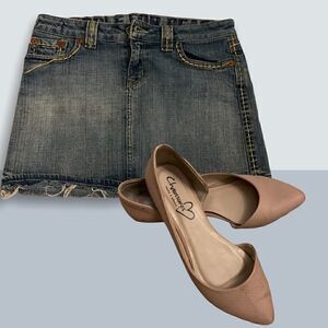 Size 28 People For Peace Distressed Jean Mini Skirt
